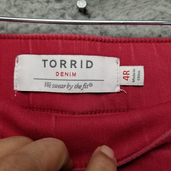 Torrid Jeans Womens 4X Red Stretch High Rise Slimming Pockets Lean Jean Straight - Picture 2 of 13